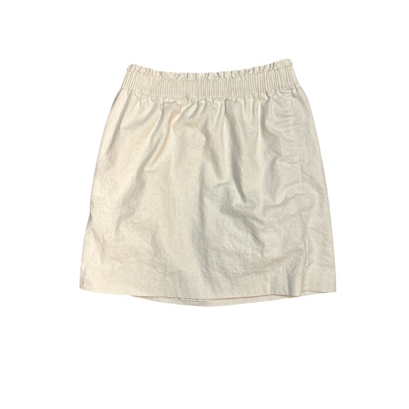 J.Crew Linen Blend Mini Skirt Beige Size 8 Pull-On Elastic Waist Casual - Picture 2 of 5